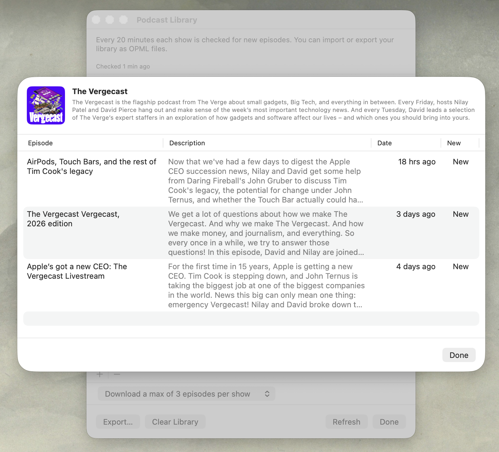Podcast library management